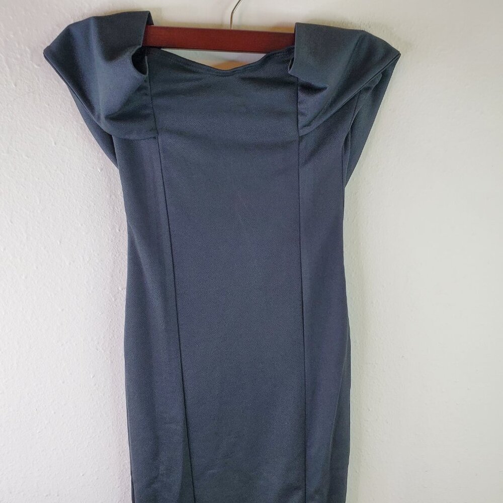 PrettyLittleThing Womens Black Black Bardot Frill Hem Midi Dress 2 - Picture 3 of 8